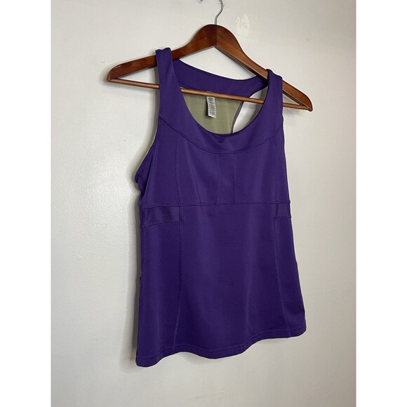 Athleta Tank Top Medium M Purple Racerback Sleeveless Active Shelf Bra Pockets - Picture 2 of 8